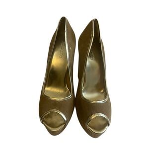 Jimmy Choo Brown and Gold High Heel Pumps